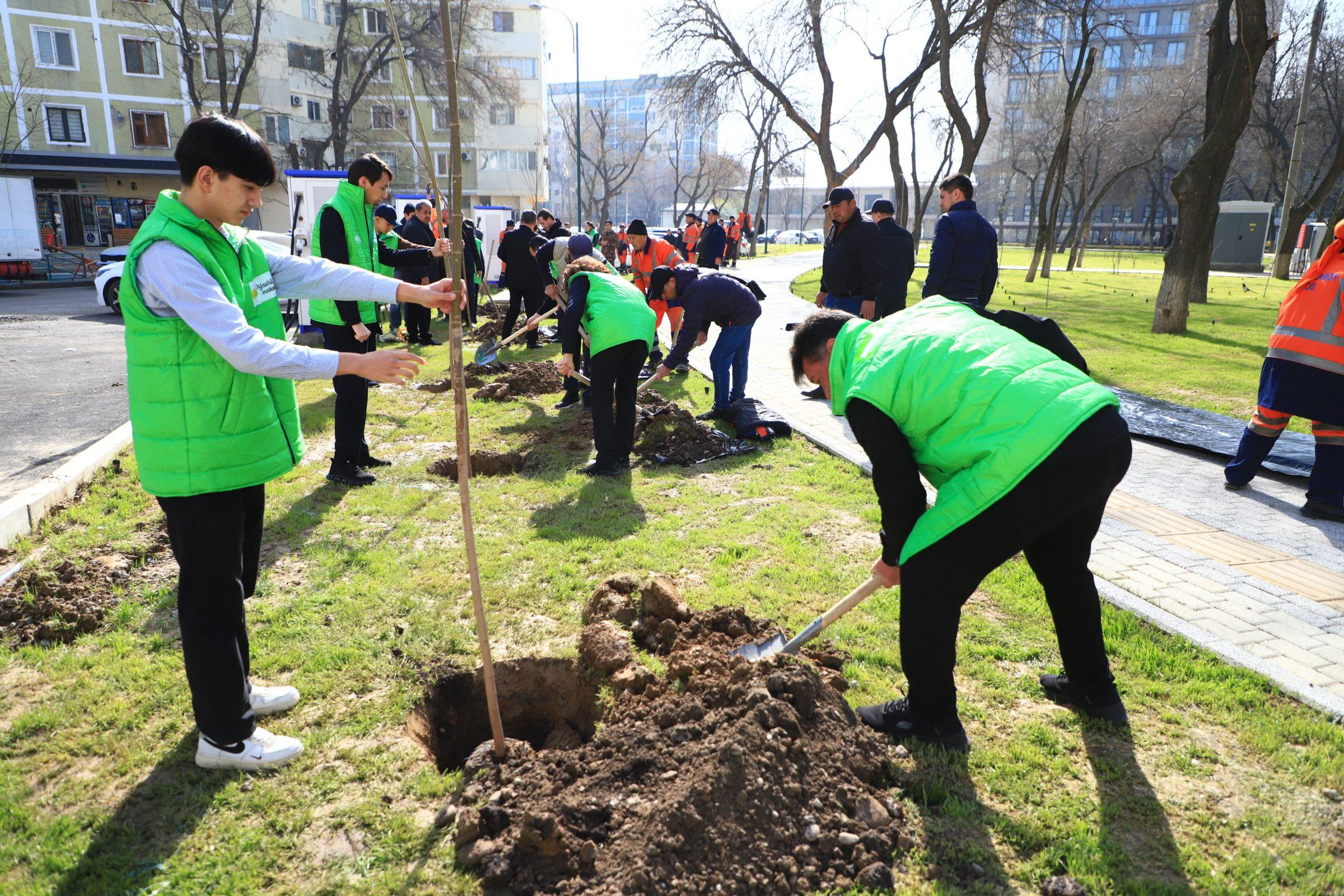 В Яккасарайском районе дан старт Общественному хашарy и национальному проекту «Яшил макон»